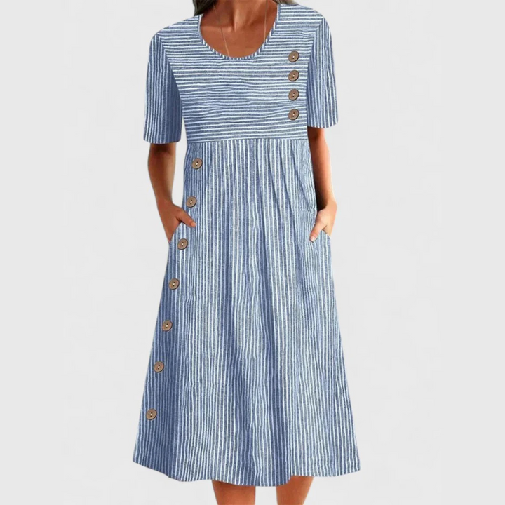 Chiara | Abito midi a righe moderno e femminile