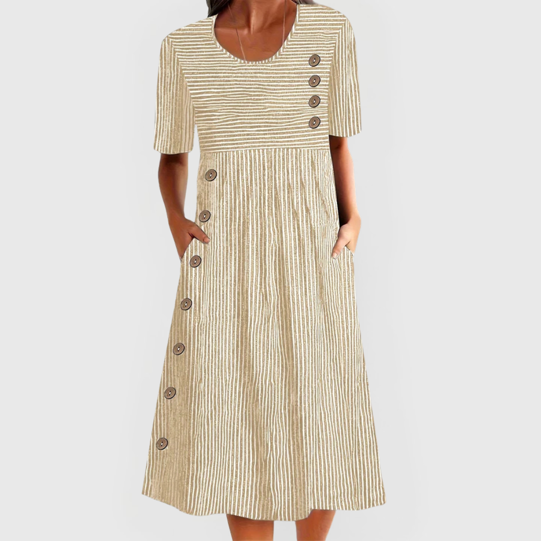 Chiara | Abito midi a righe moderno e femminile