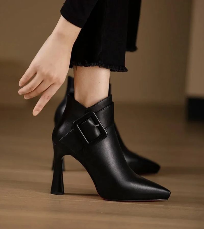 Rosa | Stivali Con Tallone E Fibbia Oversize