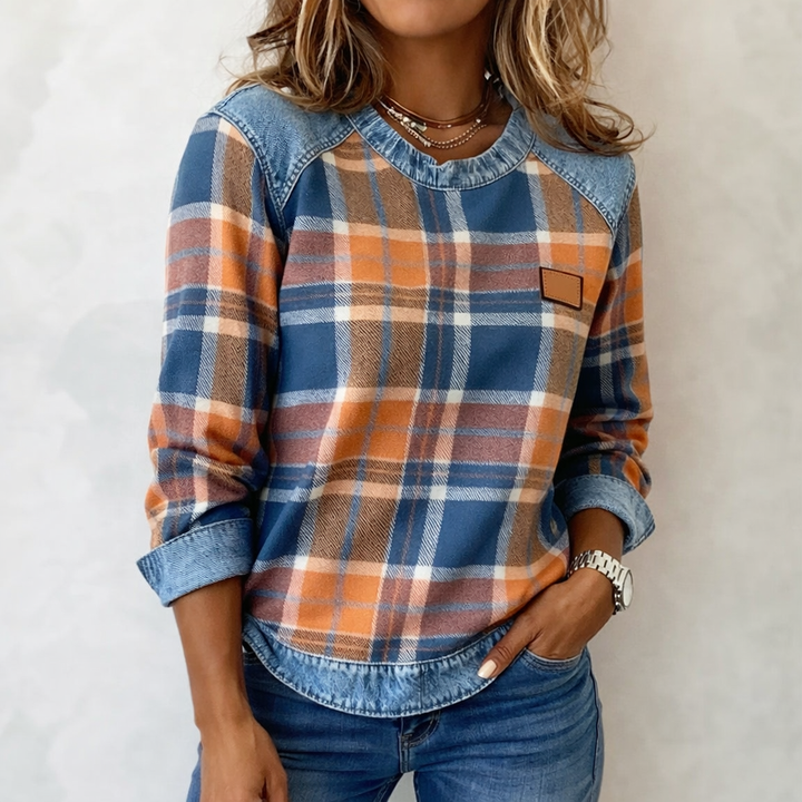 Giulia | Elegante felpa da donna con motivo a quadri