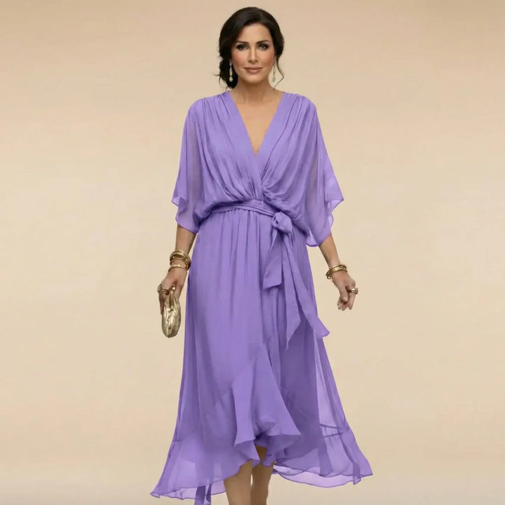 MARTA™ | ABITO IN CHIFFON CON SCOLLO A V