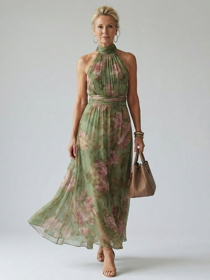 Mirelle | Abito midi con scollo all'americana e arricciature