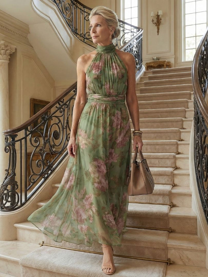 Mirelle | Abito midi con scollo all'americana e arricciature