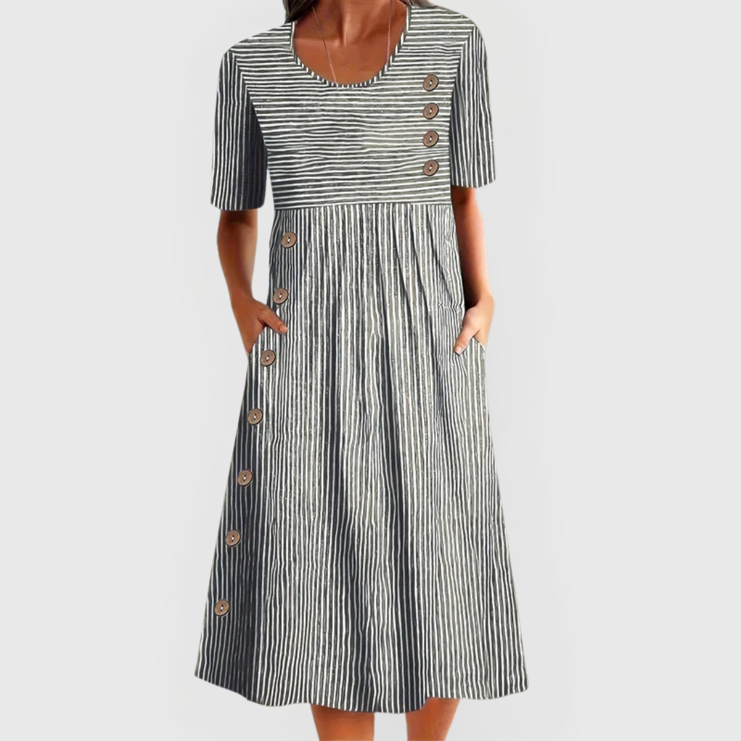 Chiara | Abito midi a righe moderno e femminile