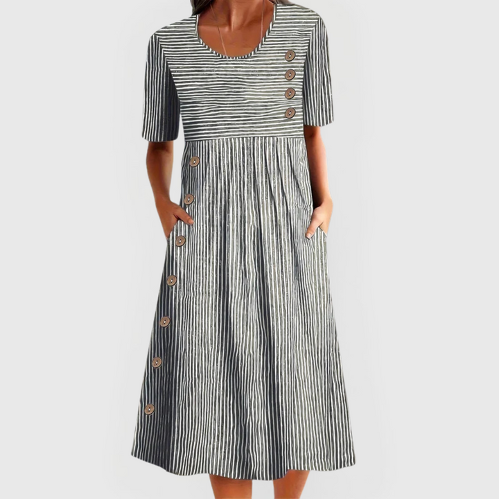 Chiara | Abito midi a righe moderno e femminile