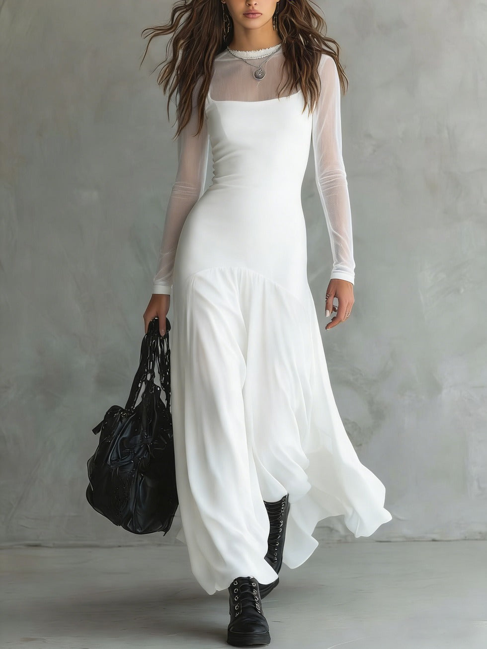 Neroa · Abito Maxi Loose-fit in Tulle Nero