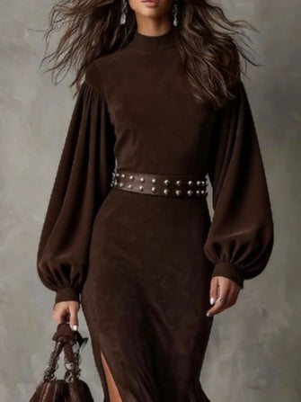 Lunori™ Harriet | Abito Midi in Suede Vintage