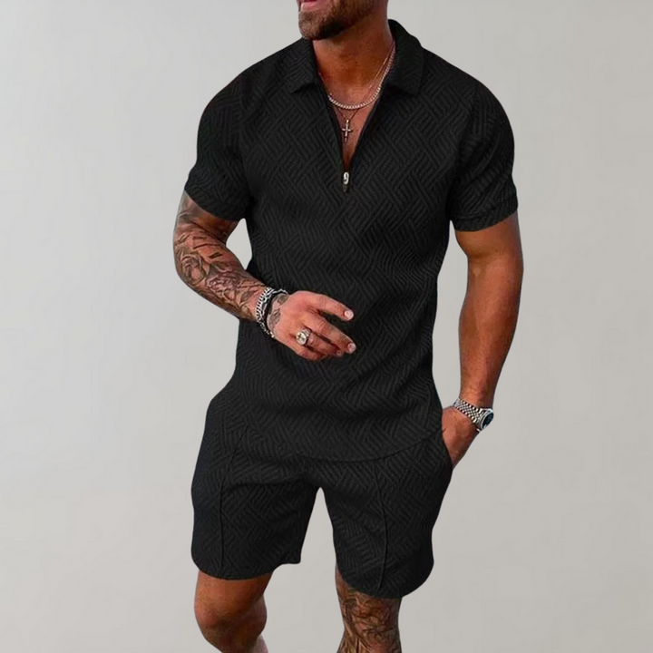 Set elegante e casual composto da polo e pantaloncini da uomo