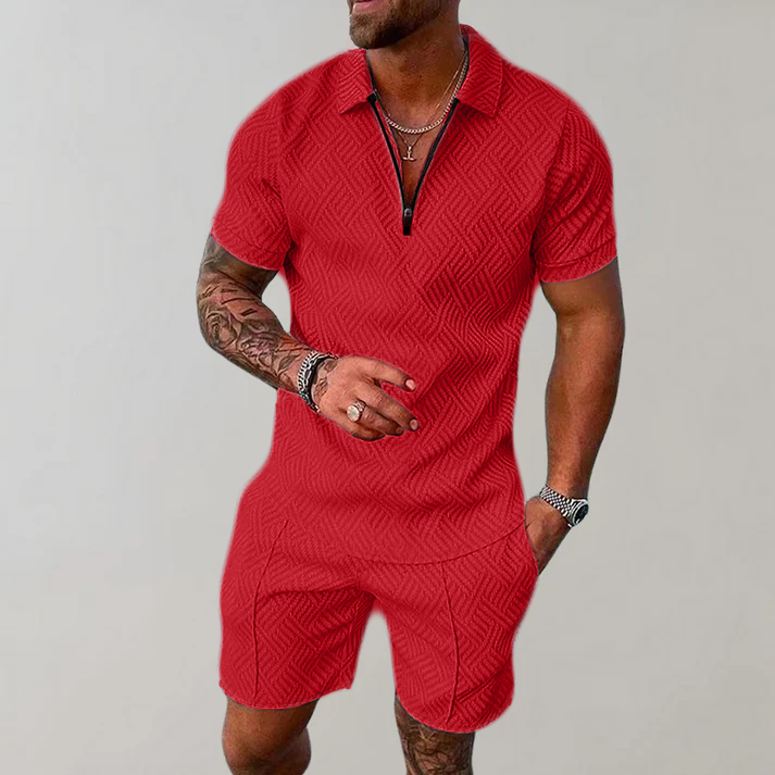 Set elegante e casual composto da polo e pantaloncini da uomo