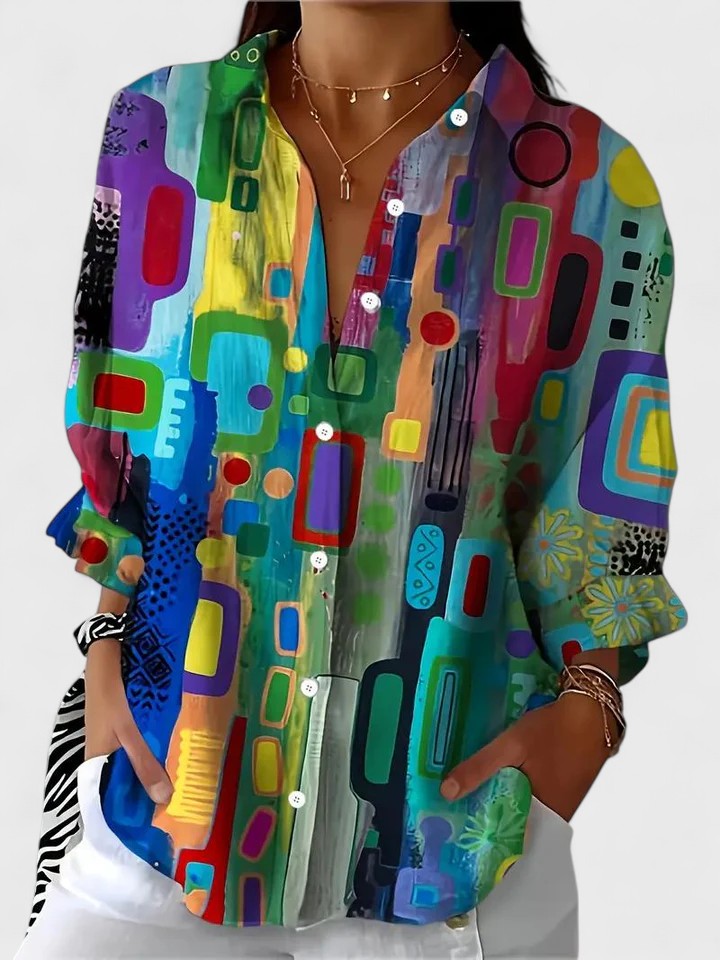 Rina™ | Blusa con fantasia colorata